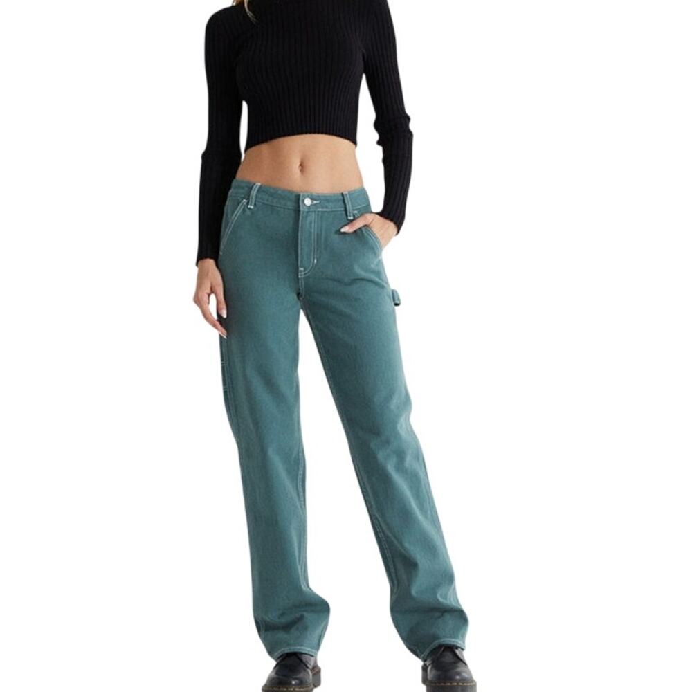 Pacsun Teal Cotton Relaxed Baggy Loose Fit Low Rise 90s Carpenter Pants Size 24